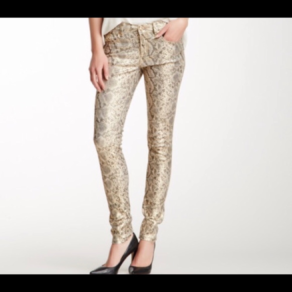 NWT gold snakeskin print pants